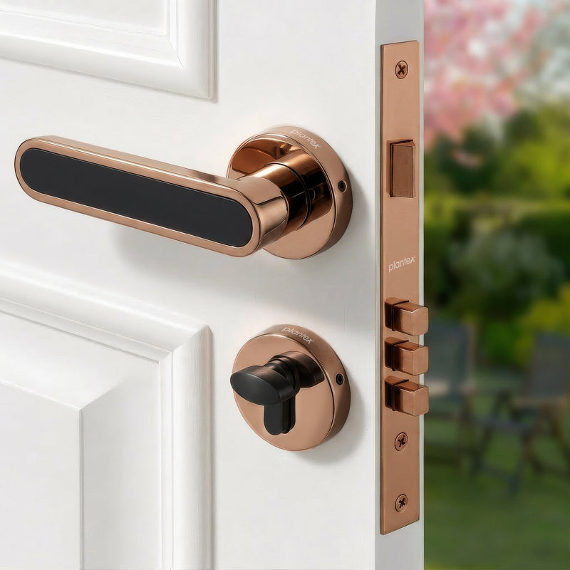 Plantex Door Lock Set with Keys/Mortise Door Lock for Home/Office/Hotel - Pack of 1 (OHMH-21, PVD Rose Gold & Black)-6