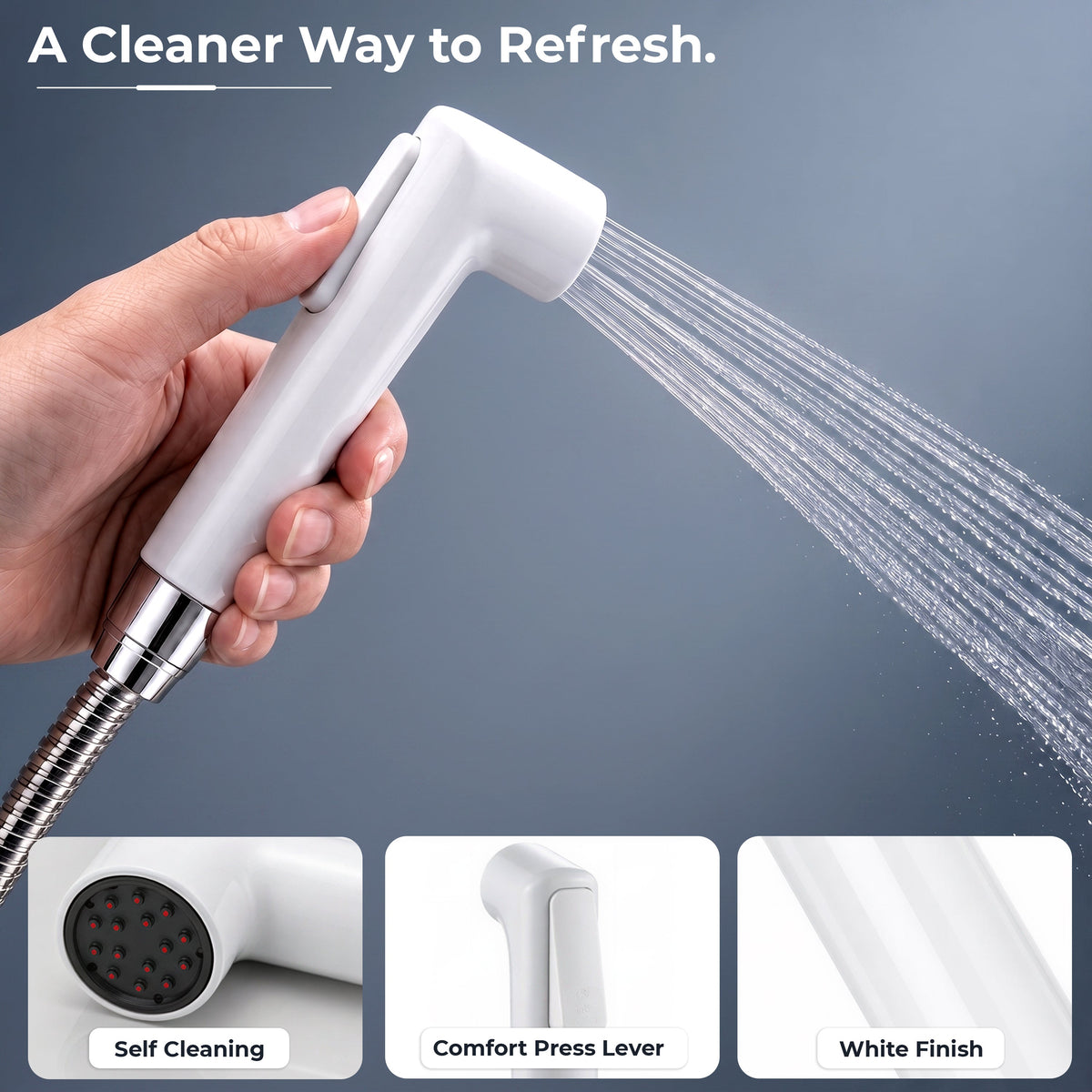 Plantex Self Cleaning Health Faucet for Toilet/ABS Plastic Jet Spray for Bathroom/Hand Gun/ Without Hose Pipe - Pack of 1 (White)-5