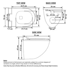Plantex Platinum Ceramic Commode for Toilet/Rimless Wall Hung Western Toilet/Bathroom Commode with Soft Closing Toilet Seat - P Trap (White)-2