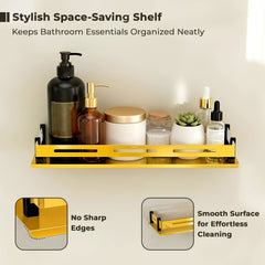 Plantex Stainless Steel Shelf for Bathroom/Multipurose Shelf for Bathroom/Wall Shelf Rack- (15 x 5 Inch, PVD Gold)-5