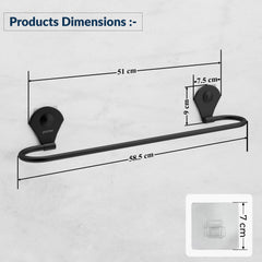 Plantex 24 Inch Self-Adhesive Stainless Steel Towel Hanger/Bathroom Towel Holder for Wall Without Drill/Towel Hanger Stand/Bathroom Accessories - (Royal, Black)-2