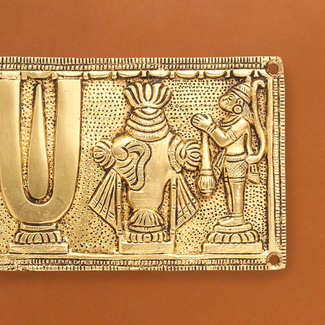 Brass Shankh Chakra Namah Hanuman And Garuda Wall Hanging (4 Inch)