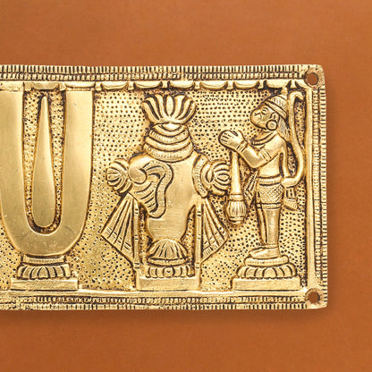 Brass Shankh Chakra Namah Hanuman And Garuda Wall Hanging (4 Inch)