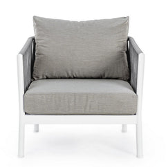 Aksu Outdoor Garden Balcony Sofa Set 3 Seater , 2 Single Seater and 1 Center Table Set, Braid & Rope (White + Grey)