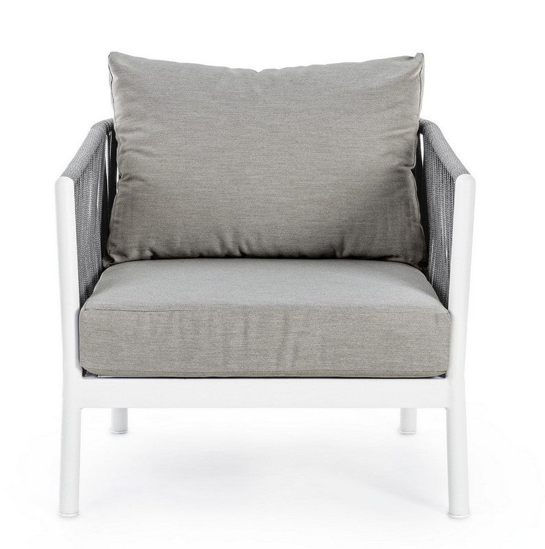 Aksu Outdoor Garden Balcony Sofa Set 3 Seater , 2 Single Seater and 1 Center Table Set, Braid & Rope (White + Grey)