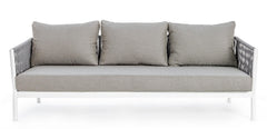 Aksu Outdoor Garden Balcony Sofa Set 3 Seater , 2 Single Seater and 1 Center Table Set, Braid & Rope (White + Grey)