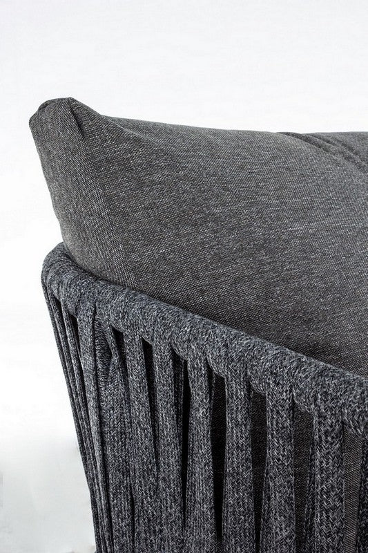 Luxo Outdoor Garden Balcony Sofa Set 3 Seater and 2 Single Seater With 1 Center Table Set, Braid & Rope (Dark Grey)