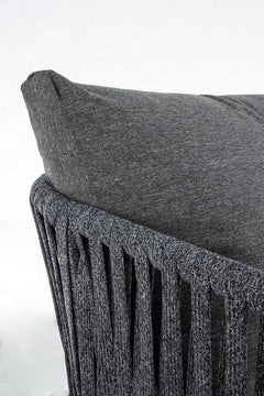 Luxo Outdoor Garden Balcony Sofa Set 3 Seater and 2 Single Seater With 1 Center Table Set, Braid & Rope (Dark Grey)