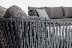 Luxo Outdoor Garden Balcony Sofa Set 3 Seater and 2 Single Seater With 1 Center Table Set, Braid & Rope (Dark Grey)