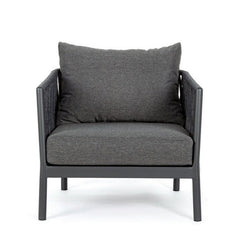 Luxo Outdoor Garden Balcony Sofa Set 3 Seater and 2 Single Seater With 1 Center Table Set, Braid & Rope (Dark Grey)