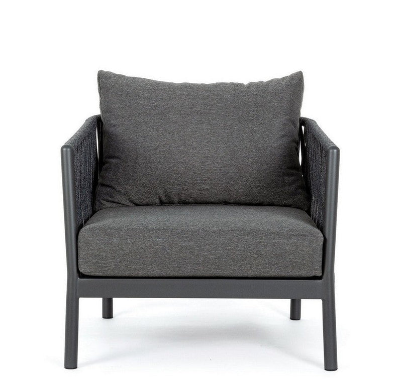 Luxo Outdoor Garden Balcony Sofa Set 3 Seater and 2 Single Seater With 1 Center Table Set, Braid & Rope (Dark Grey)