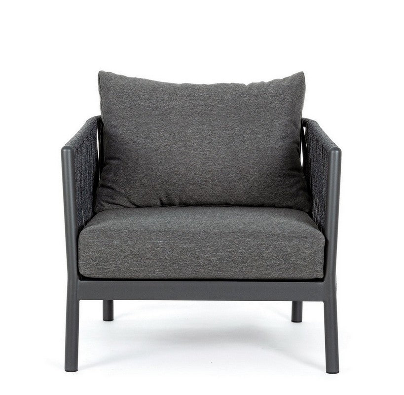 Luxo Outdoor Garden Balcony Sofa Set 3 Seater and 2 Single Seater With 1 Center Table Set, Braid & Rope (Dark Grey)