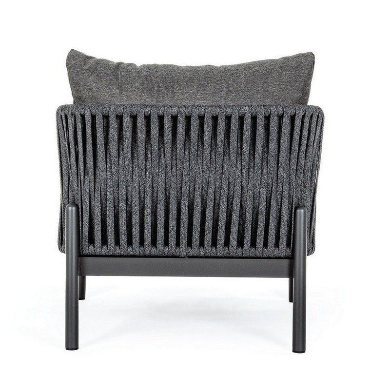 Luxo Outdoor Garden Balcony Sofa Set 3 Seater and 2 Single Seater With 1 Center Table Set, Braid & Rope (Dark Grey)