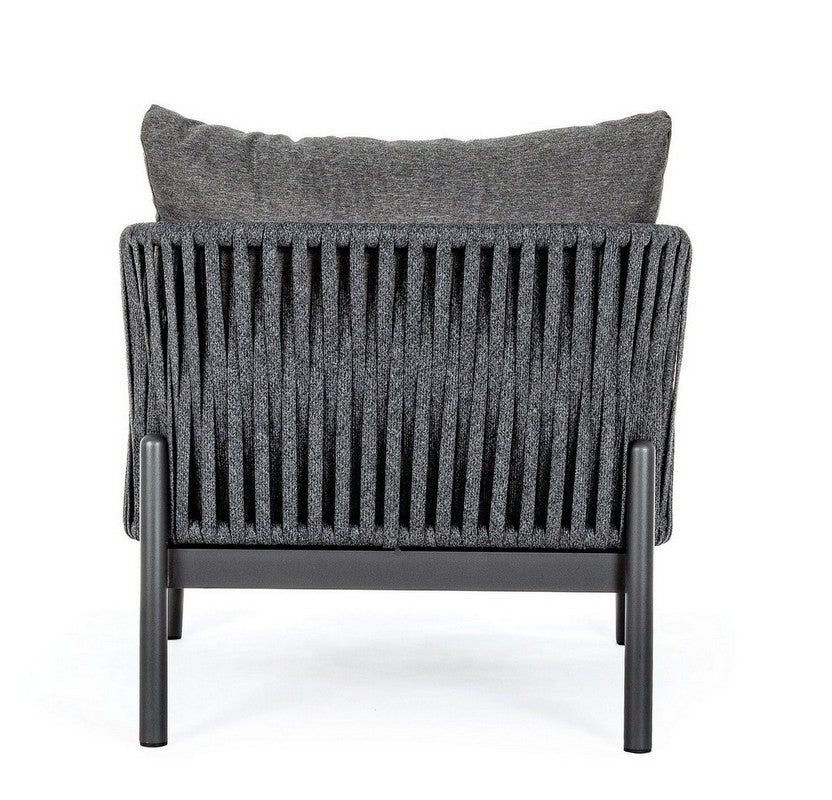 Luxo Outdoor Garden Balcony Sofa Set 3 Seater and 2 Single Seater With 1 Center Table Set, Braid & Rope (Dark Grey)