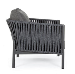 Luxo Outdoor Garden Balcony Sofa Set 3 Seater and 2 Single Seater With 1 Center Table Set, Braid & Rope (Dark Grey)