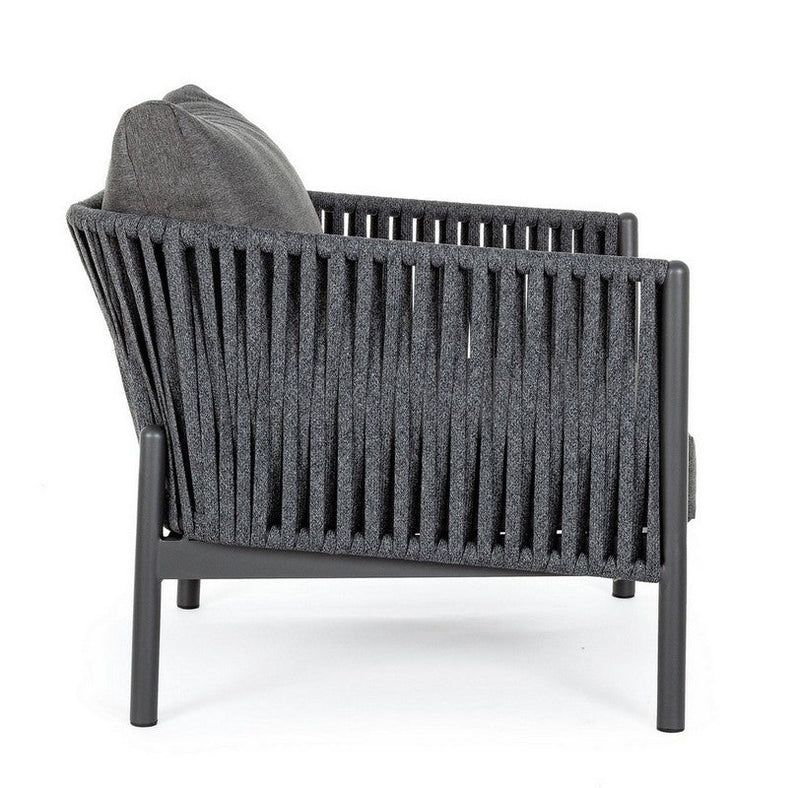 Luxo Outdoor Garden Balcony Sofa Set 3 Seater and 2 Single Seater With 1 Center Table Set, Braid & Rope (Dark Grey)