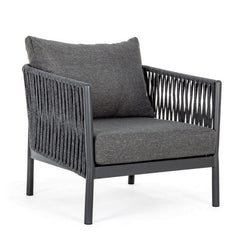 Luxo Outdoor Garden Balcony Sofa Set 3 Seater and 2 Single Seater With 1 Center Table Set, Braid & Rope (Dark Grey)