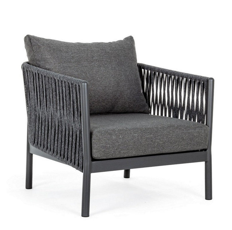 Luxo Outdoor Garden Balcony Sofa Set 3 Seater and 2 Single Seater With 1 Center Table Set, Braid & Rope (Dark Grey)