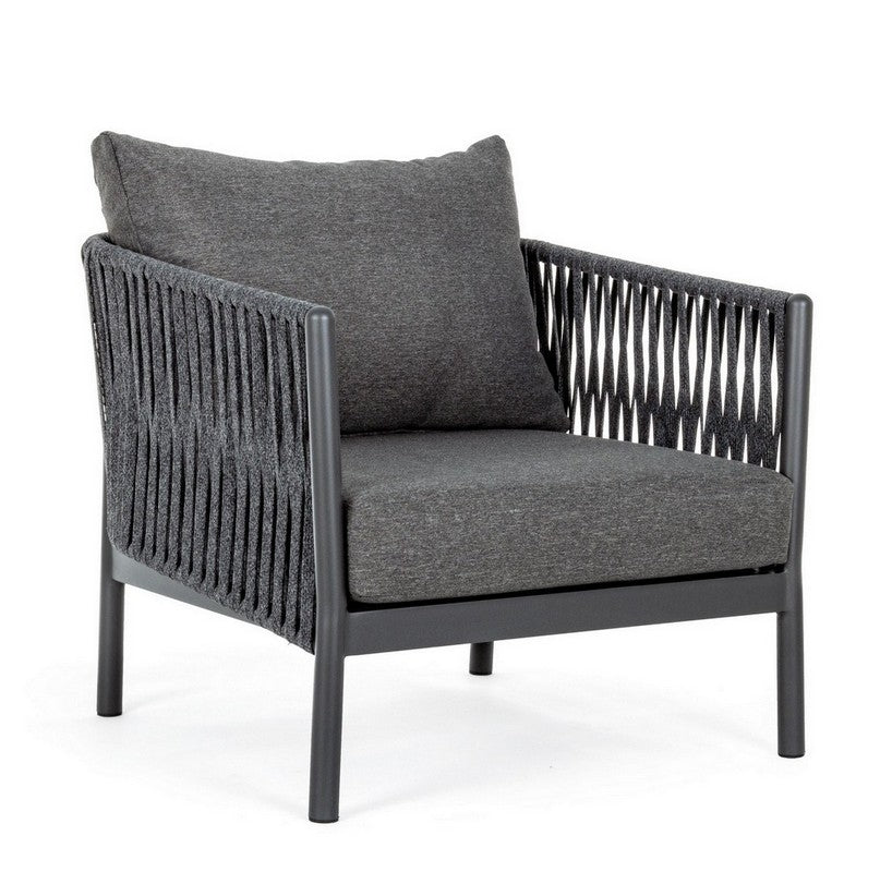 Luxo Outdoor Garden Balcony Sofa Set 3 Seater and 2 Single Seater With 1 Center Table Set, Braid & Rope (Dark Grey)