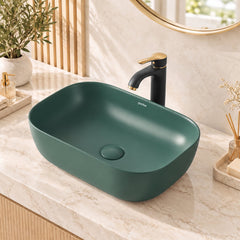 Plantex Rectangular Ceramic Basin for Bathroom/Washbasin/Designer Tabletop Wash Basin (Olive Green) (18 x 13 x 5 Inch)-3