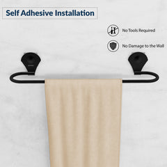 Plantex 24 Inch Self-Adhesive Stainless Steel Towel Hanger/Bathroom Towel Holder for Wall Without Drill/Towel Hanger Stand/Bathroom Accessories - (Royal, Black)-6
