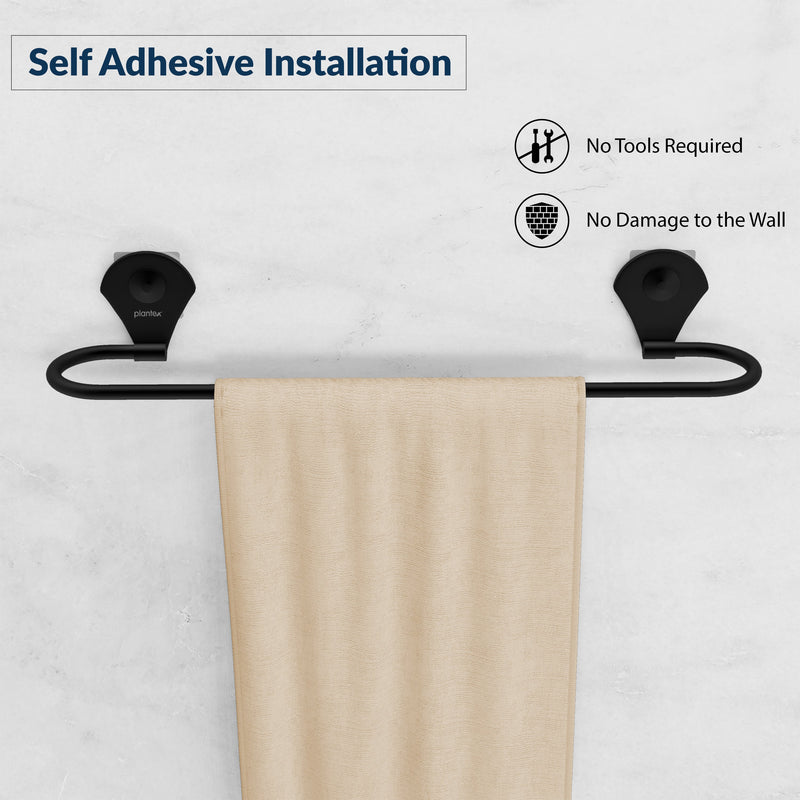 Plantex 24 Inch Self-Adhesive Stainless Steel Towel Hanger/Bathroom Towel Holder for Wall Without Drill/Towel Hanger Stand/Bathroom Accessories - (Royal, Black)-6
