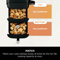 Ninja Double Stack DualZone Digital Air Fryer (SL300IN) | 7.6L, Cook 4 Foods at Once | Vertical Design