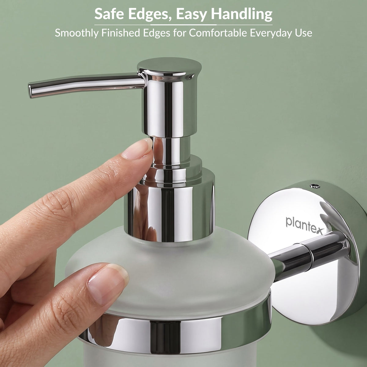 Plantex Brezza Stainless Steel Glass Liquid Soap Dispenser/Shampoo Dispenser/Handwash Dispenser/Bathroom Accessories - Chrome-3