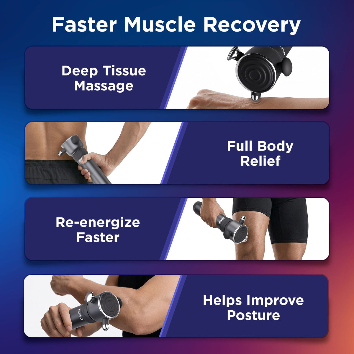 AGARO Imperial Handheld Deep Tissue Massager, Vibrating Muscle Massager - Therapy Back Massager for All Body Relief - Mu