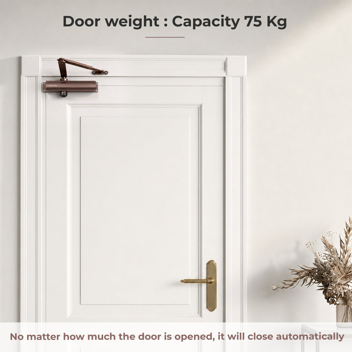 Plantex Premium Heavy Duty Aluminium Door Closer/Automatic Hydraulic Door Closer/Soft Door Closers for Hotel-Home-Office (ISO 9001 Certified)(Capacity 75 Kg, Brown)-5