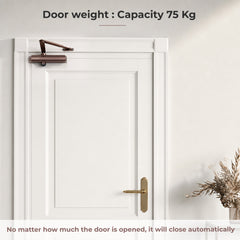 Plantex Premium Heavy Duty Aluminium Door Closer/Automatic Hydraulic Door Closer/Soft Door Closers for Hotel-Home-Office (ISO 9001 Certified)(Capacity 75 Kg, Brown)-5
