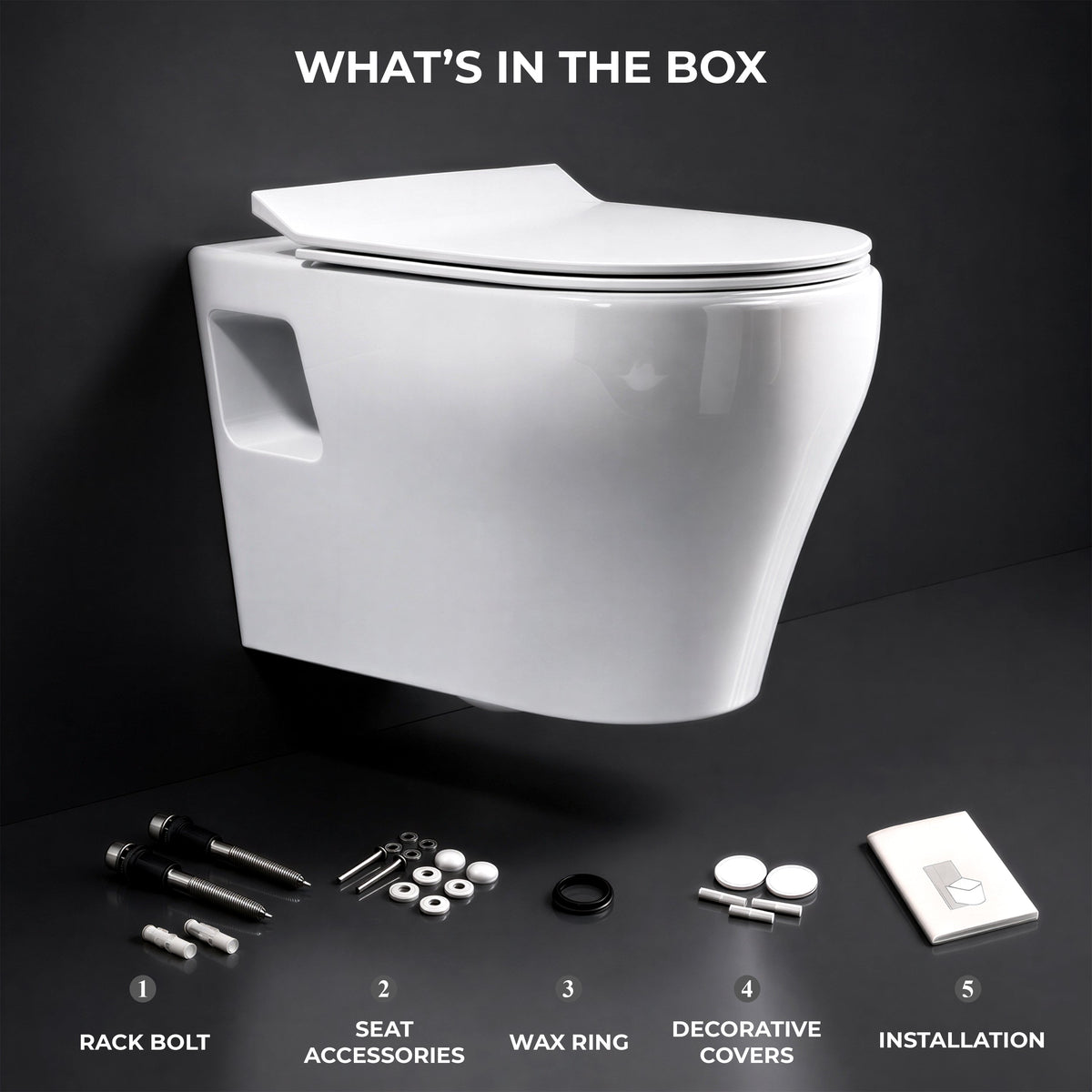 Plantex Ceramic Commode for Toilet/Rim Washdown Western Commode/P Trap Wall Hung Toilet for Bathroom with Soft Close Seat Cover - (White)-3