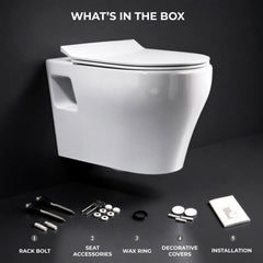 Plantex Ceramic Commode for Toilet/Rim Washdown Western Commode/P Trap Wall Hung Toilet for Bathroom with Soft Close Seat Cover - (White)-3