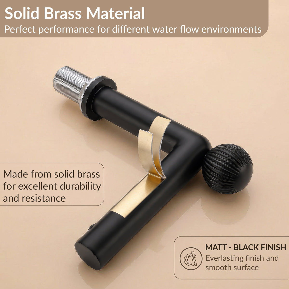 Plantex Brass Wash Basin Mixer Tap/Thermostatic Hot & Cold Basin Mixer Faucet/Deck Mount Pillar Spout for Bathroom Sink - Pack of 1 (APS-4601, Black Matt)-6
