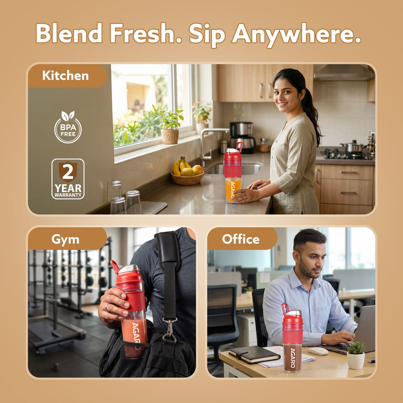 AGARO Primo Plus Personal Blender with 2 (500ml) Jars Red-6