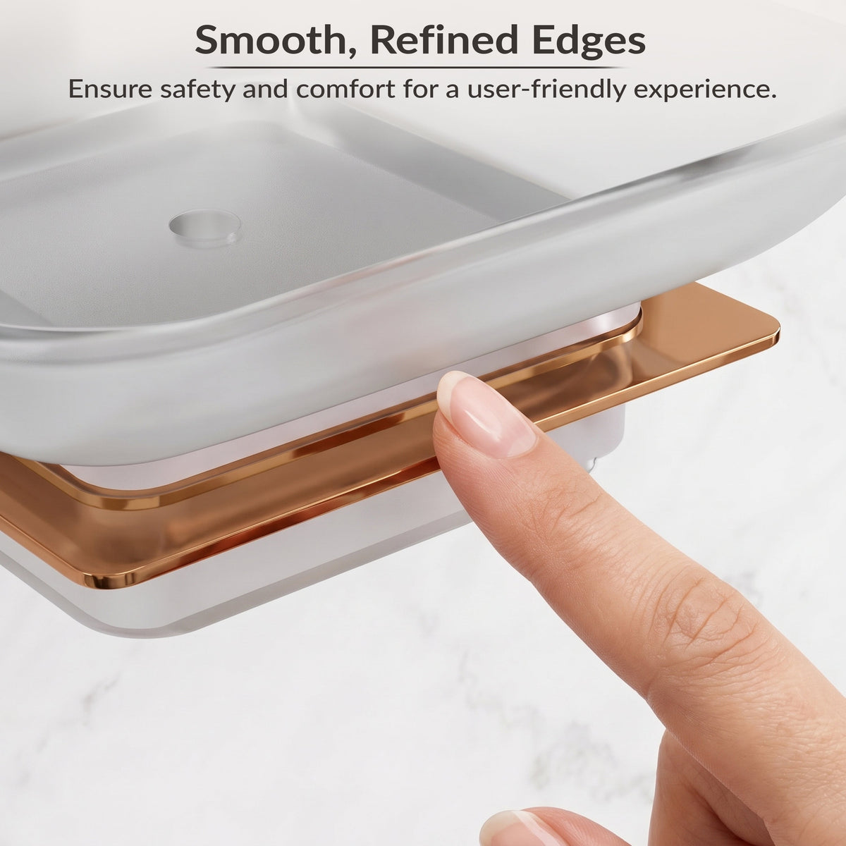 Plantex 304 Grade Stainless Steel Glass Soap Dish/Soap Stand/Soap Holder/Soap Storage/Bathroom Accessories - Crystal (PVD Rose Gold)-3