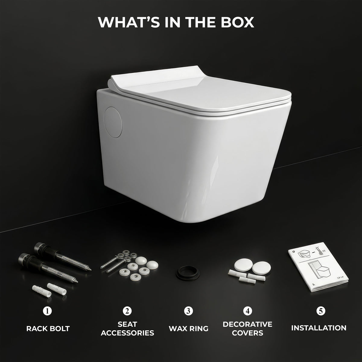 Plantex Platinum Ceramic Wall Hung Commode/P Trap Western Commode for Toilet/Rim Washdown Western Toilet with Soft Close Toilet Seat Cover- (White)-4