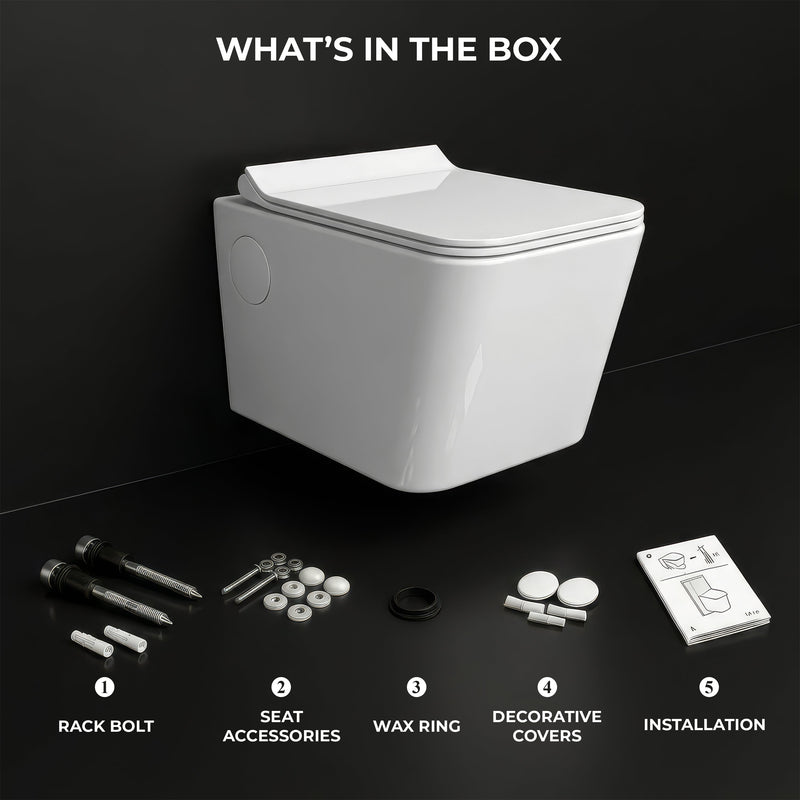 Plantex Platinum Ceramic Wall Hung Commode/P Trap Western Commode for Toilet/Rim Washdown Western Toilet with Soft Close Toilet Seat Cover- (White)-4