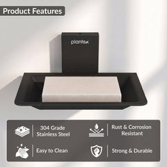 Plantex 304 Grade Stainless Steel Bathroom Soap Holder/Wall Mounted Soap Holder/Soap Dish Stand/Bathroom Accessories - Crystal (Black)-6