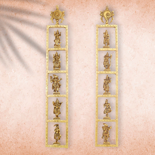 Brass Dashavatara / Vishnu Avatar Wall Hanging Set