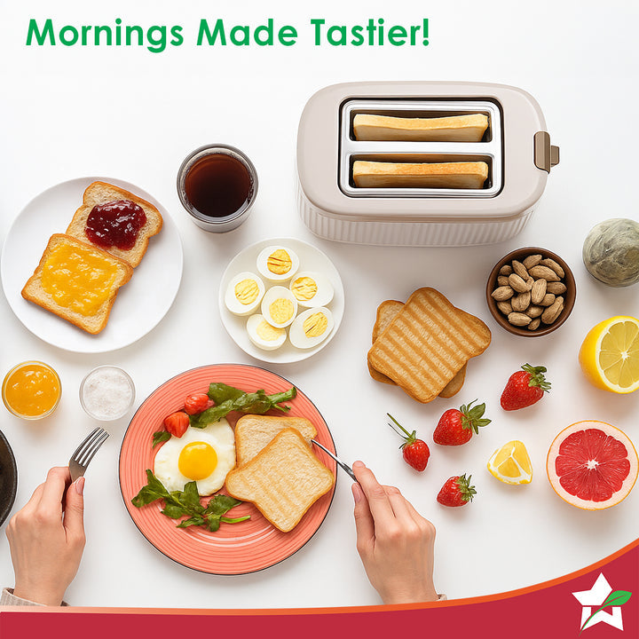 Regalia 2-Slice Pop-up Toaster with Lid Cover, 7 Browning Options for Golden Crispy Bread Toasts, Mid-Cycle Cancel Function, Slide-out Crumb Tray, 2-Yr Warranty, Ivory, Electric Toaster