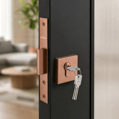 Plantex Dead Lock for Main Door/Lock with Brass 70mm Cylinder with Lock Body and 3 Computerized Keys - Pack of 1 (PVD Rose Gold)-5