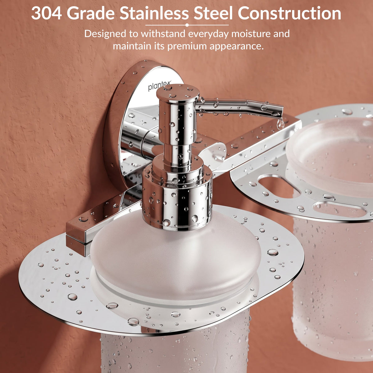 Plantex Olive Hand wash Holder for wash Basin Liquid soap Dispenser - 304 Stainless Steel-3