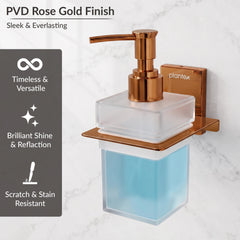 Plantex 304 Grade Stainless Steel Liquid Soap Dispenser for Bathroom/Frosted Glass Hand wash Dispenser/Bathroom Accessories - Pack of 1 (Crystal, PVD Rose Gold)-6