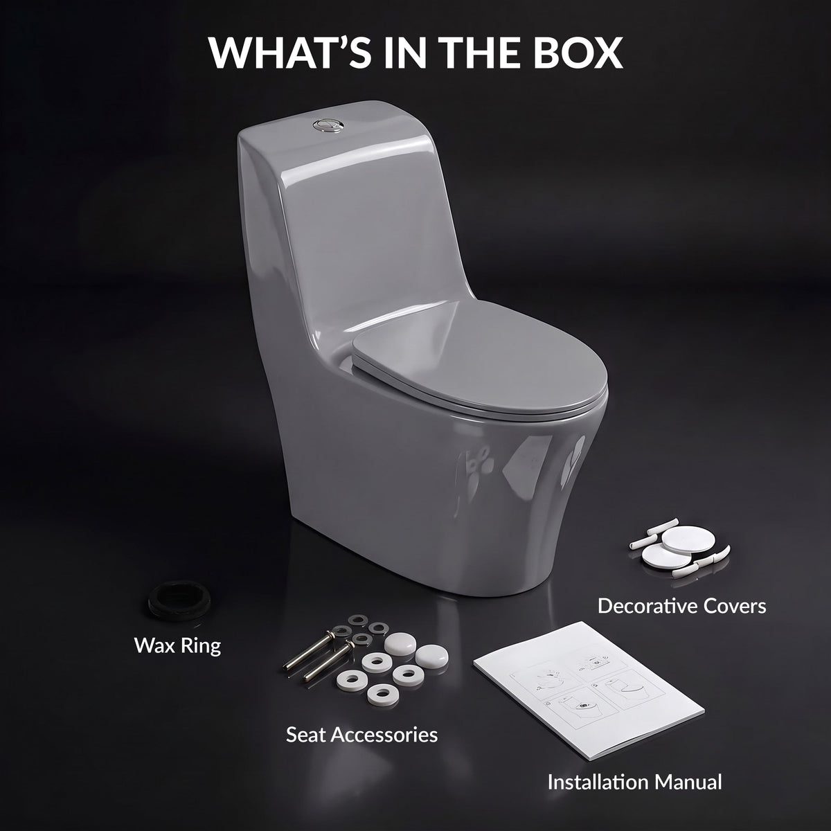 Plantex Imported Ceramic Commode/Rim Siphonic Vaccum Jet Flush Western Commode/One Piece Western Toilet with Soft Close Toilet Seat - S Trap (Glossy Grey)-5