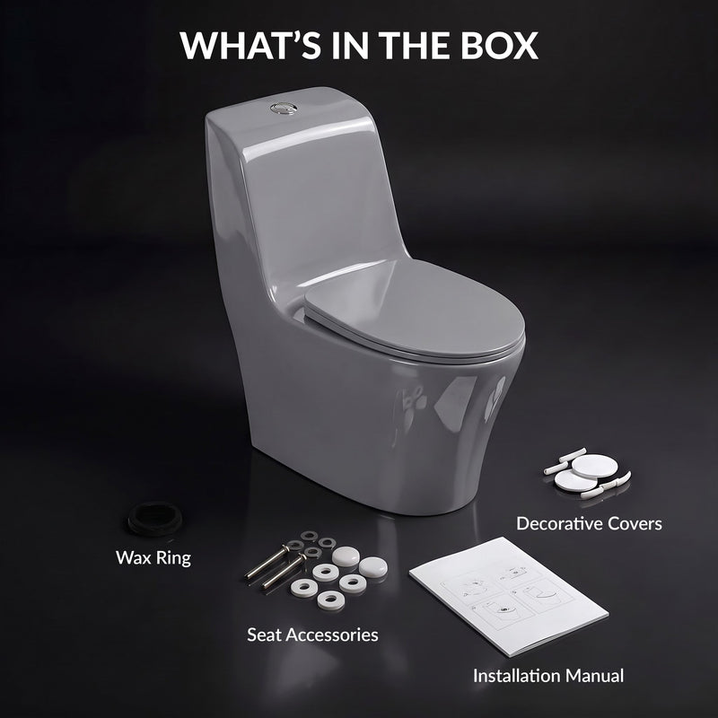 Plantex Imported Ceramic Commode/Rim Siphonic Vaccum Jet Flush Western Commode/One Piece Western Toilet with Soft Close Toilet Seat - S Trap (Glossy Grey)-5