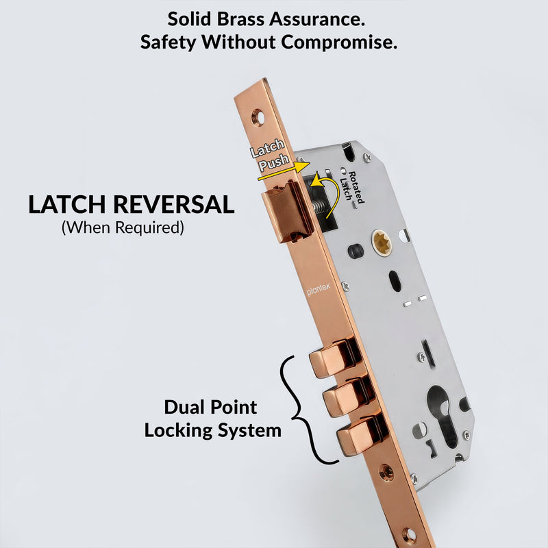 Plantex Door Lock Set with Keys/Mortise Door Lock for Home/Office/Hotel - Pack of 1 (OHMH-21, PVD Rose Gold & Black)-5