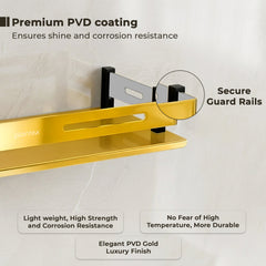 Plantex Stainless Steel Shelf for Bathroom/Multipurose Shelf for Bathroom/Wall Shelf Rack- (15 x 5 Inch, PVD Gold)-6