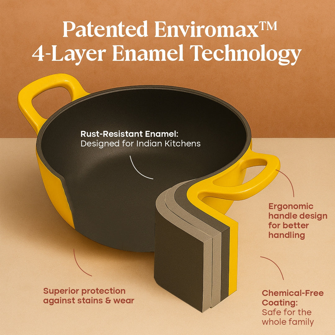 No. 10 Enamel Cast Iron Kadai (3L)