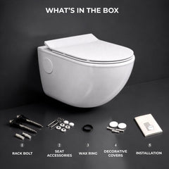 Plantex Platinum Ceramic Commode for Toilet/Rimless Wall Hung Western Toilet/Bathroom Commode with Soft Closing Toilet Seat - P Trap (White)-3